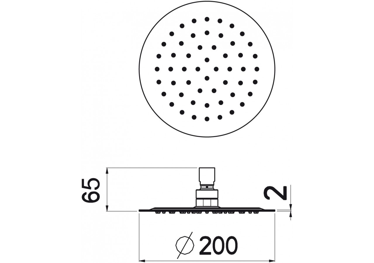 Pomme de douche Piano ronde 200 acier inoxydable très brillant - BP200T05N - Nikles