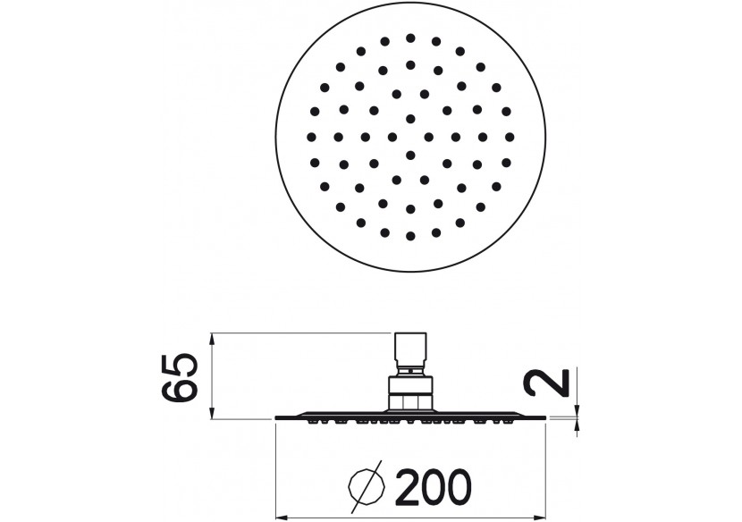 Pomme de douche Piano ronde 200 acier inoxydable très brillant - BP200T05N - Nikles