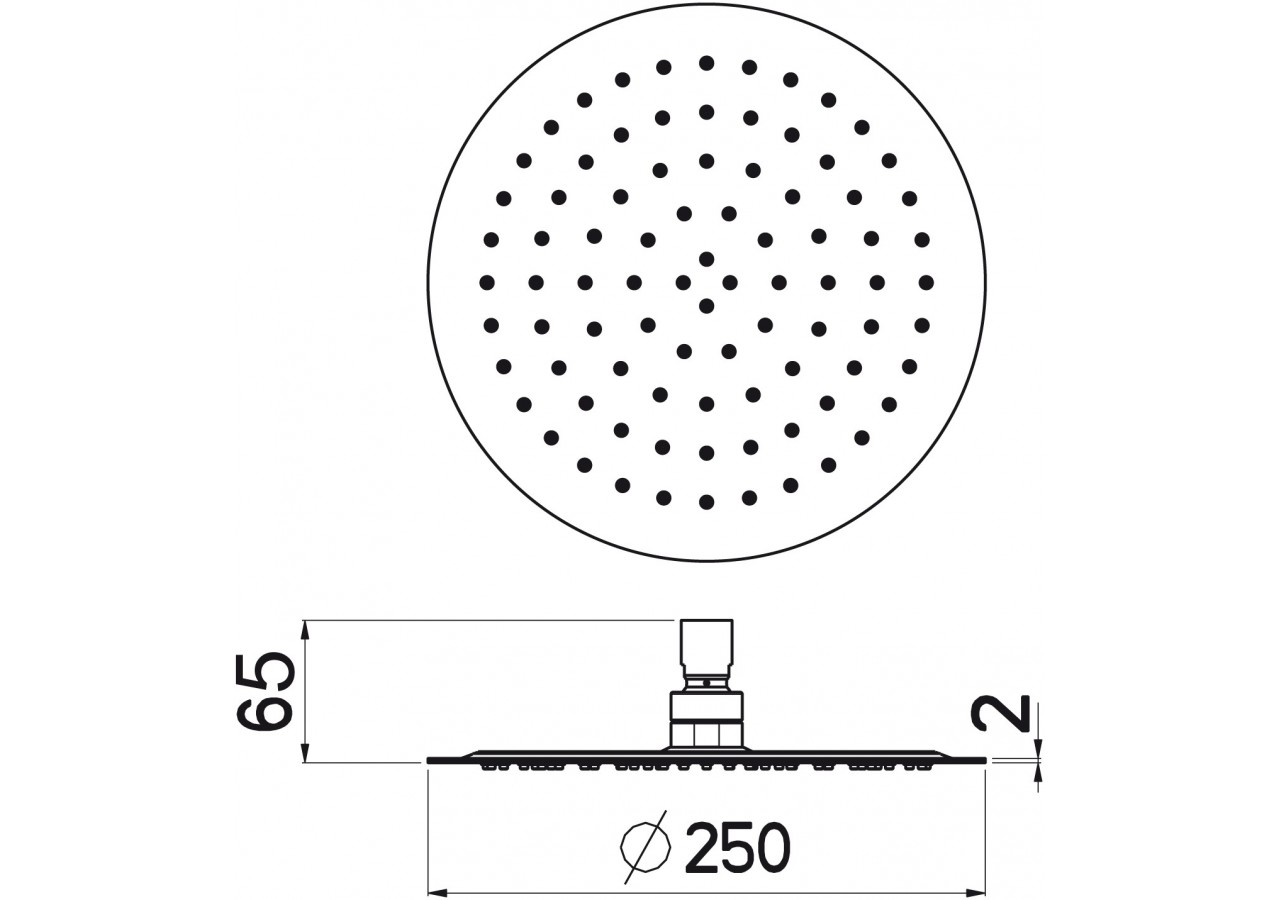 Pomme de douche Piano ronde 250 acier inoxydable très brillant - BP250T05N - Nikles