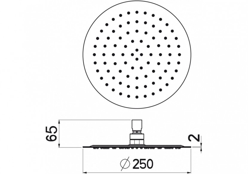 Pomme de douche Piano ronde 250 acier inoxydable très brillant - BP250T05N - Nikles