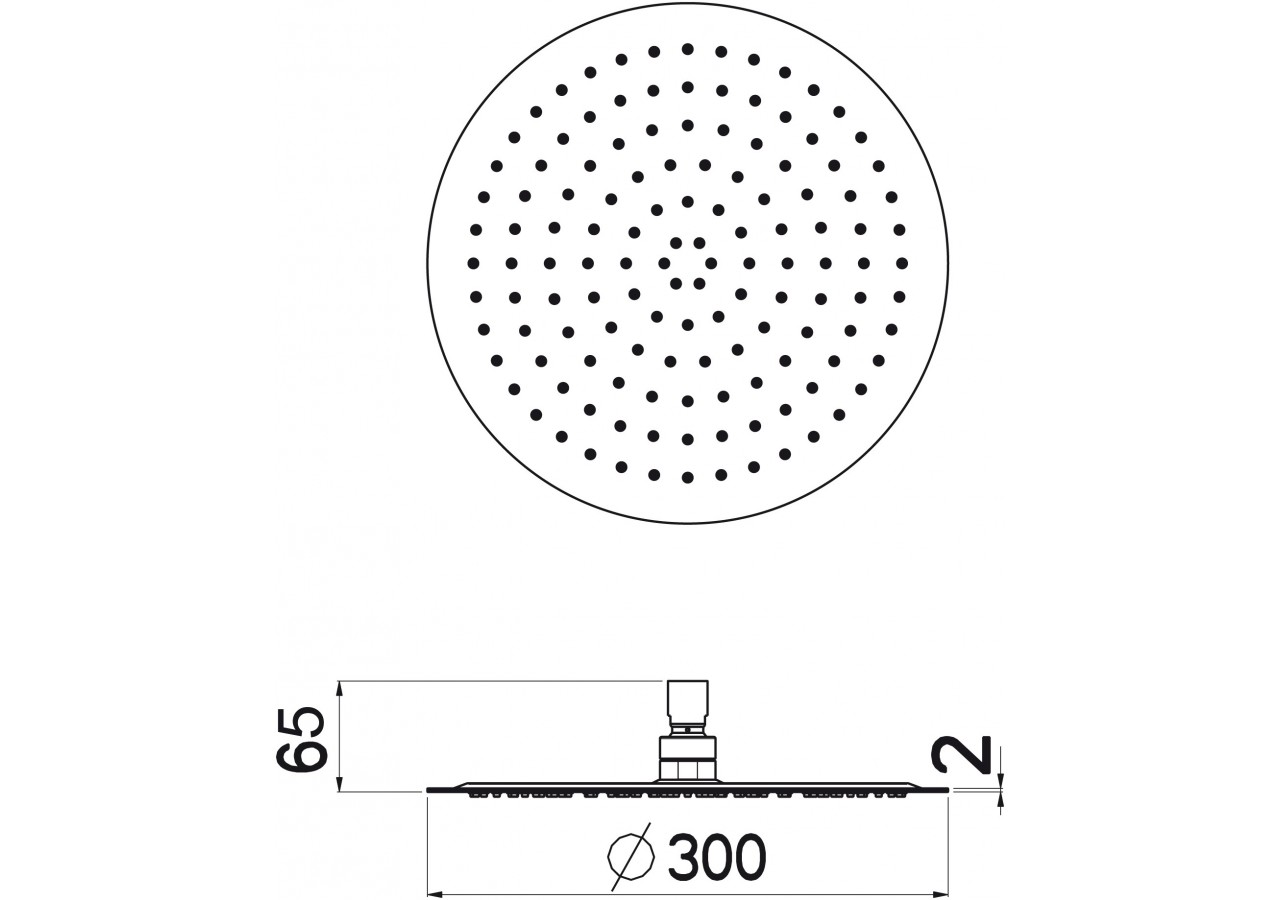 Pomme de douche Piano ronde 300 acier inoxydable très brillant - BP300T05N - Nikles