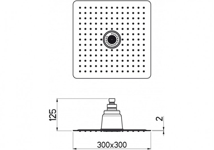 Pomme de douche Piano sonore carrée 300 acier inoxydable - BTS300Q05N - Nikles 2