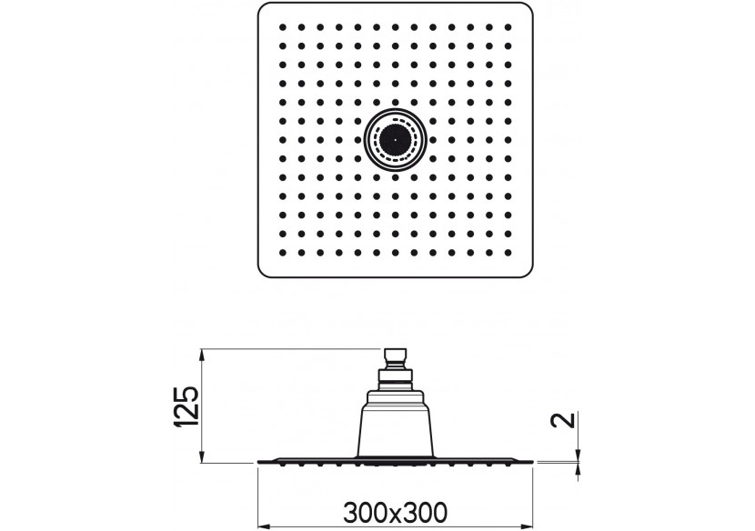 Pomme de douche Piano sonore carrée 300 acier inoxydable - BTS300Q05N - Nikles