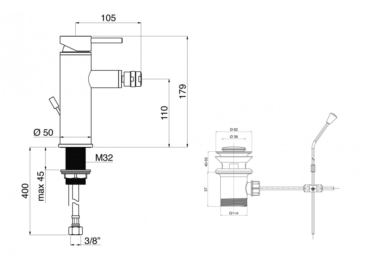 Robinet de bidet Architect chrome - FBB.01.001.05N - Nikles