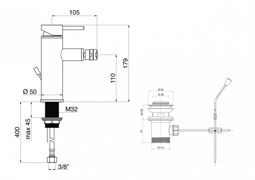 Robinet de bidet Architect chrome - FBB.01.001.05N - Nikles Robinet de bidet Architect chrome - FBB.01.001.05N - Nikles