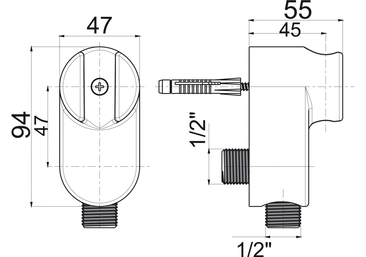Support mural avec coude d'eau intégré - 297005N - Nikles