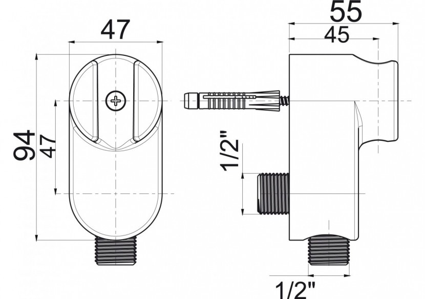 Support mural avec coude d'eau intégré - 297005N - Nikles