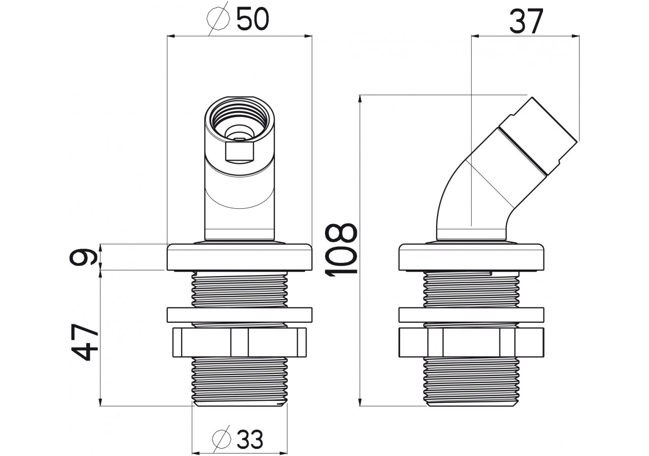 Support pour Douchette 45 degrés pour montage sur baignoire en laiton - A000205N - Nikles
