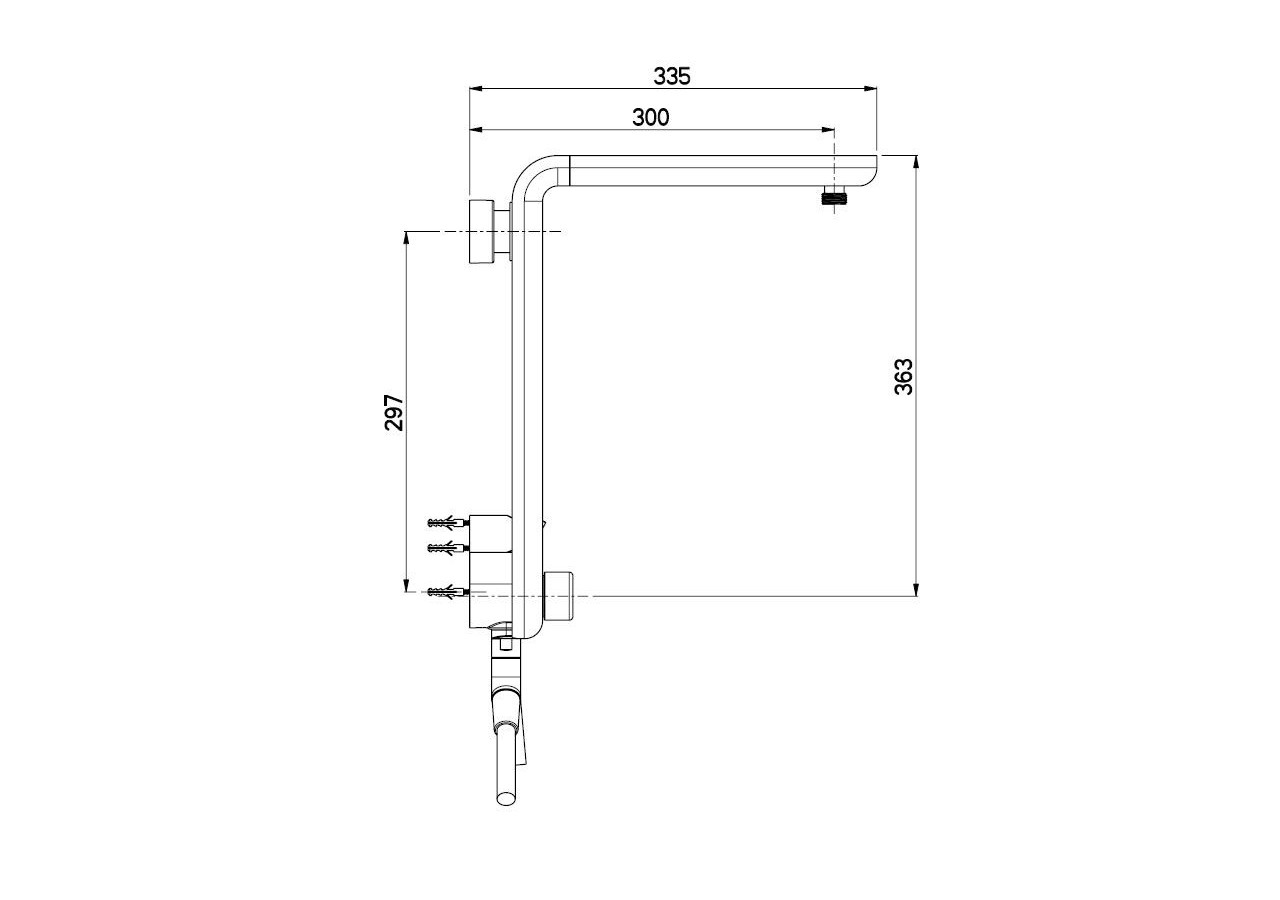 Système 5 Sky avec support 45 degrés, tuyau et support mural - B74.00.000.05N - Nikles