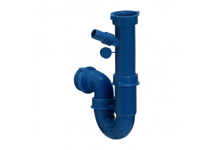 Siphon en U 1-1/2 sortie Ø 40mm filetée 1 cuve avec prise machine à laver/lave vaisselles - 19-P1300/LSI/01 - Fisc