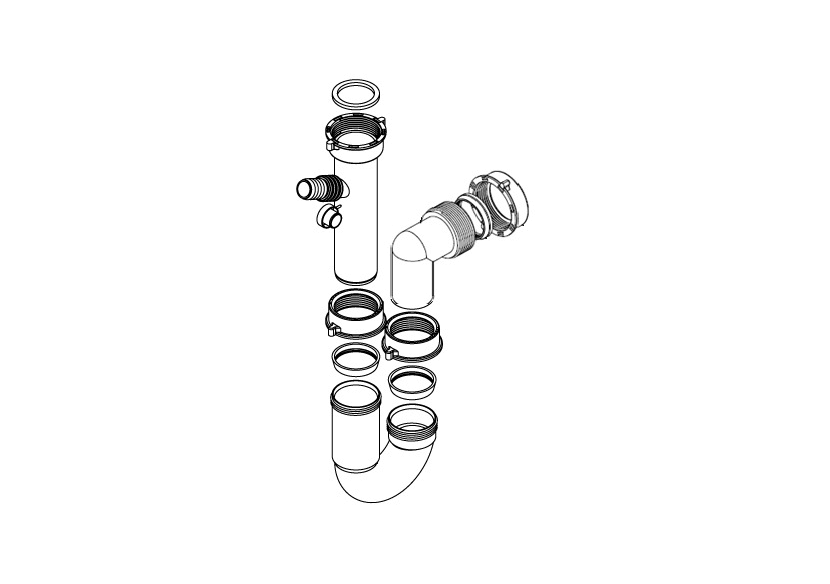 Siphon en U 1-1/2 sortie Ø 40mm filetée 1 cuve avec prise machine à laver/lave vaisselles - 19-P1300/LSI/01 - Fisc Siphon en U 1-1/2 sortie Ø 40mm filetée 1 cuve avec prise machine à laver/lave vaisselles - 19-P1300/LSI/01 - Fisc