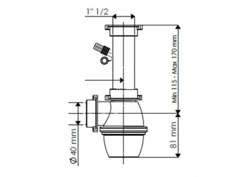 Siphon 1-1/2 à bouteille Ø 40mm filetée réglable avec prise machine à laver/lave vaisselles - 19-P2200/LSI/01 - Fisc Siphon 1-1/2 à bouteille Ø 40mm filetée réglable avec prise machine à laver/lave vaisselles - 19-P2200/LSI/01 - Fisc
