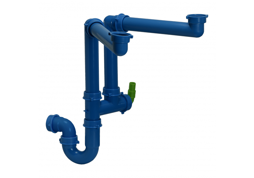 Siphon en U 1-1/2 sortie Ø 40mm filetée FUTURO 2 NEW à 2 cuves réglable avec prise lave vaisselles - 19-P6700/01 - Fisc Siphon en U 1-1/2 sortie Ø 40mm filetée FUTURO 2 NEW à 2 cuves réglable avec prise lave vaisselles - 19-P6700/01 - Fisc
