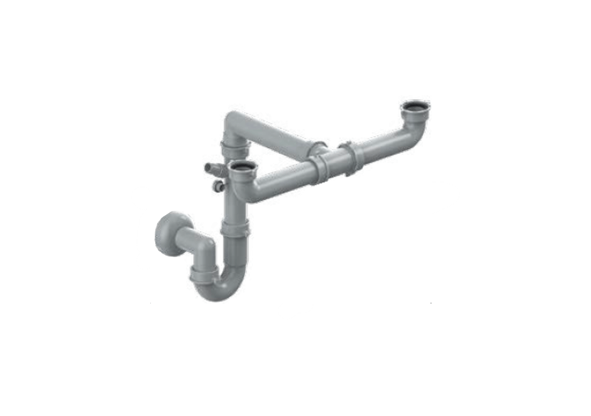 Siphon en U 1 1/2 sortie Ø 40mm filetée 2 cuves réglable avec prise machine à laver/lave vaisselles - 19-D1800/FLAT/S01 - Fisc Siphon en U 1 1/2 sortie Ø 40mm filetée 2 cuves réglable avec prise machine à laver/lave vaisselles - 19-D1800/FLAT/S01 - Fisc