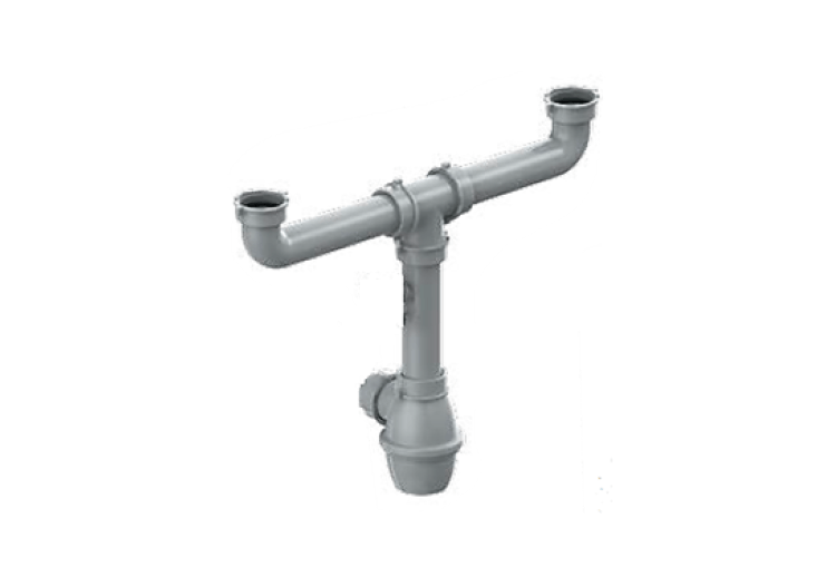 Siphon 1 1/2 à bouteille sortie Ø 40mm filetée 2 cuves réglable - 19-D2800/01 - Fisc