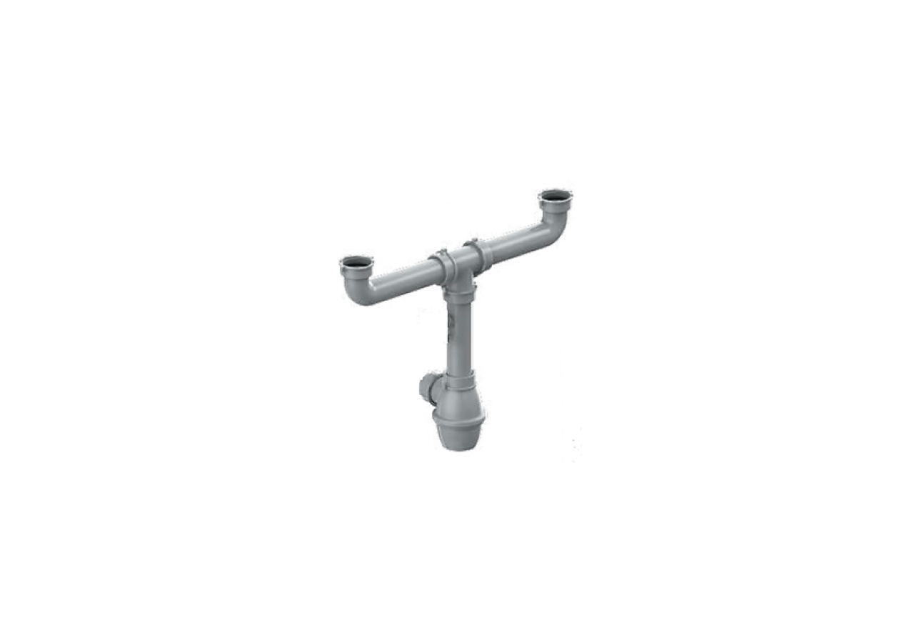 Siphon 1 1/2 à bouteille sortie Ø 40mm filetée 2 cuves réglable - 19-D2800/01 - Fisc