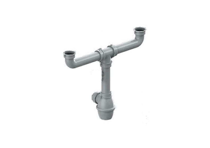 Siphon 1 1/2 à bouteille sortie Ø 40mm filetée 2 cuves réglable - 19-D2800/01 - Fisc