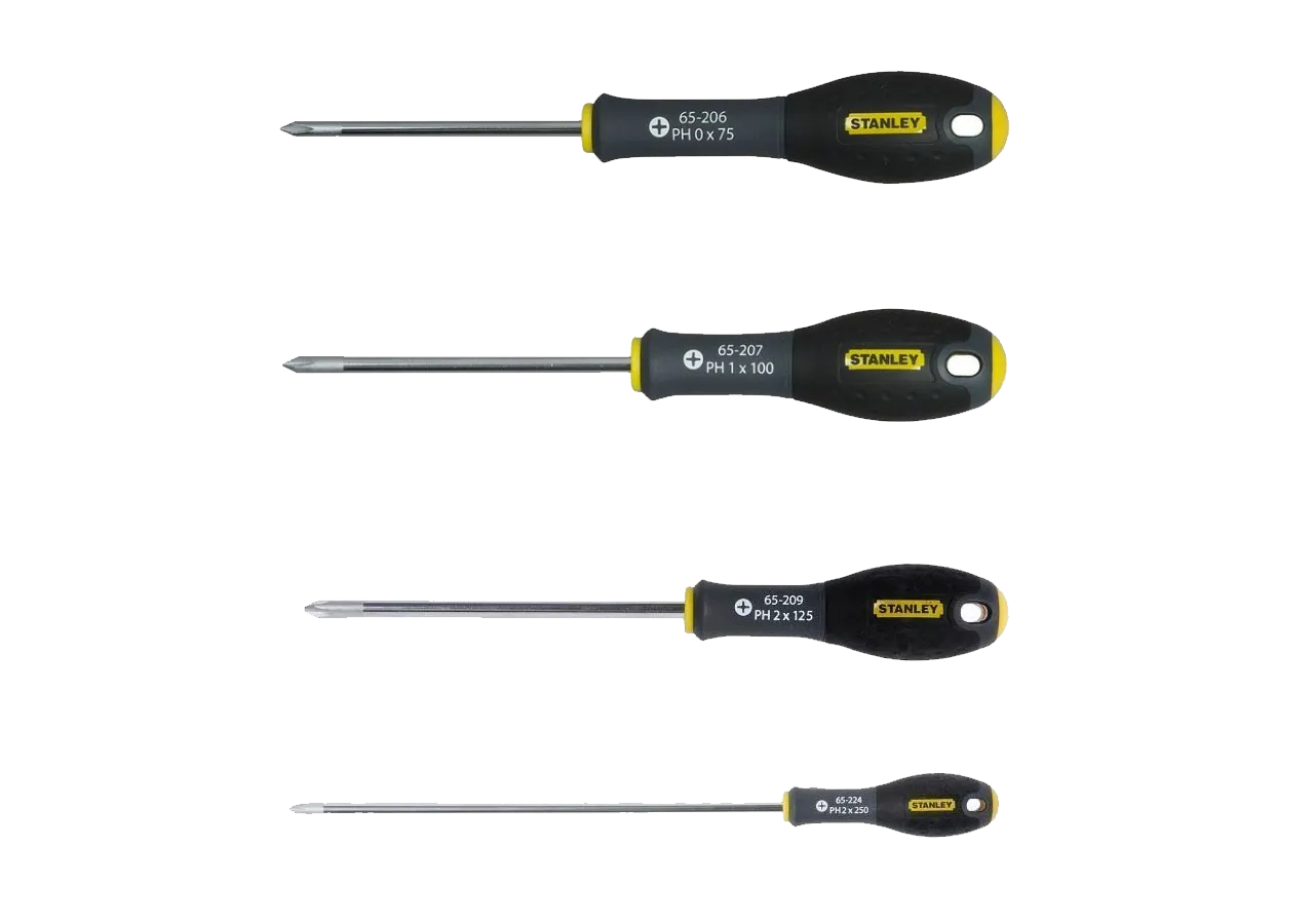Lot de 4 Tournevis Phillips FATMAX – PH0, PH1, PH2 (125mm & 250mm)