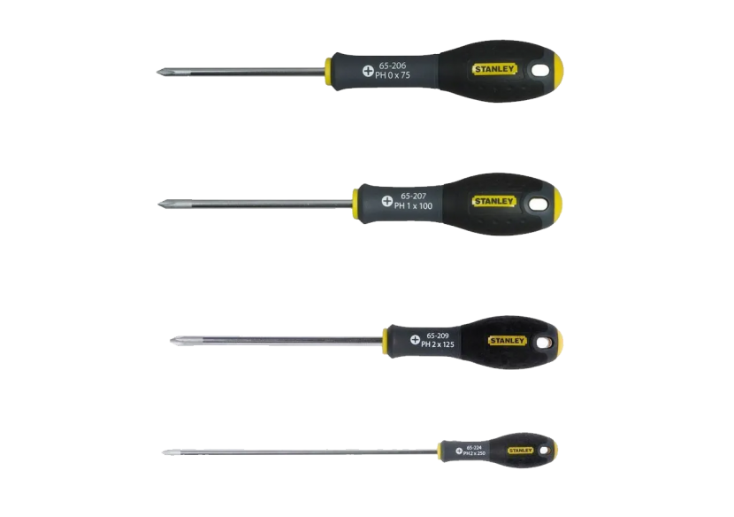 Lot de 4 Tournevis Phillips FATMAX – PH0, PH1, PH2 (125mm & 250mm)