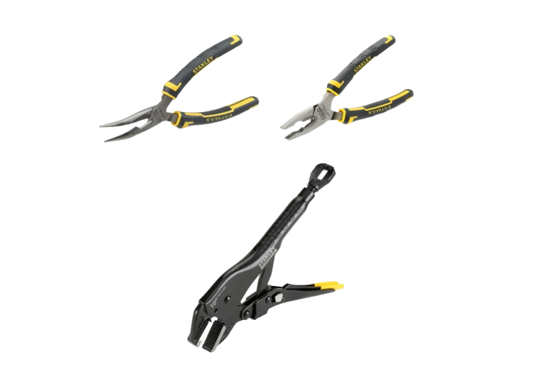Lot de Pinces FATMAX – Becs Longs 160mm, Étau Bec Plat 250mm & Universelle 200mm