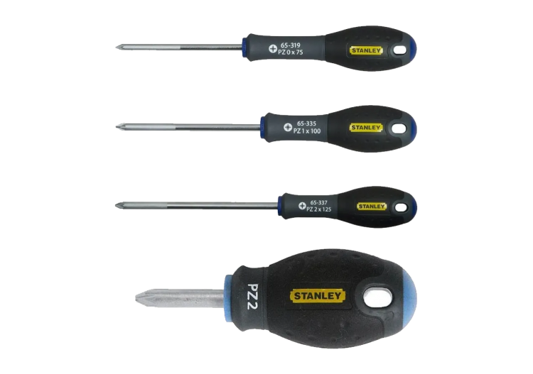 Lot de 4 Tournevis Pozidriv FATMAX – PZ0, PZ1, PZ2 (125mm & Boule 30mm)