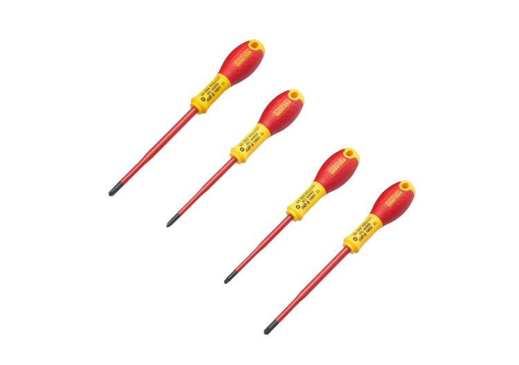 Lot de 2 Tournevis Borniers Isolés 1000V FATMAX – PH1X100mm & PH2X125mm et PZ1X100mm & PZ2X125mm
