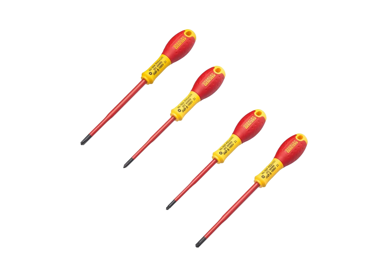Lot de 2 Tournevis Borniers Isolés 1000V FATMAX – PH1X100mm & PH2X125mm et PZ1X100mm & PZ2X125mm