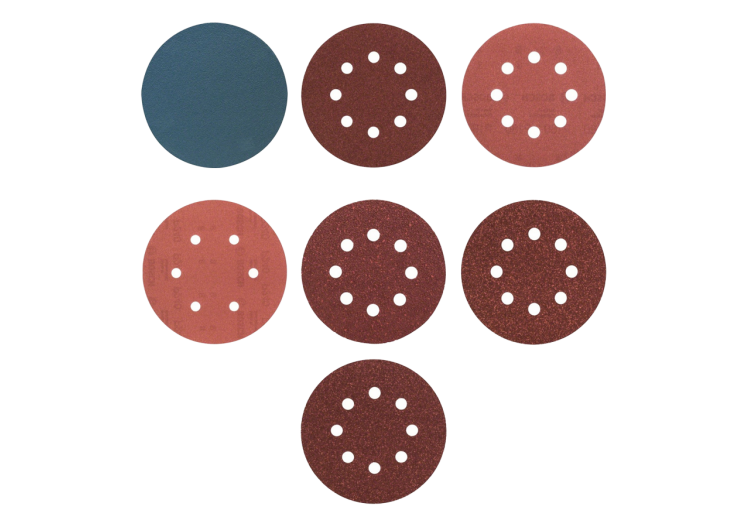 Kit de Disques Abrasifs Excentriques Auto-Agrippants – 6 Disques Excentriques (125mm et 150mm, Grains 40 à 240, 8 ou 6 trous)