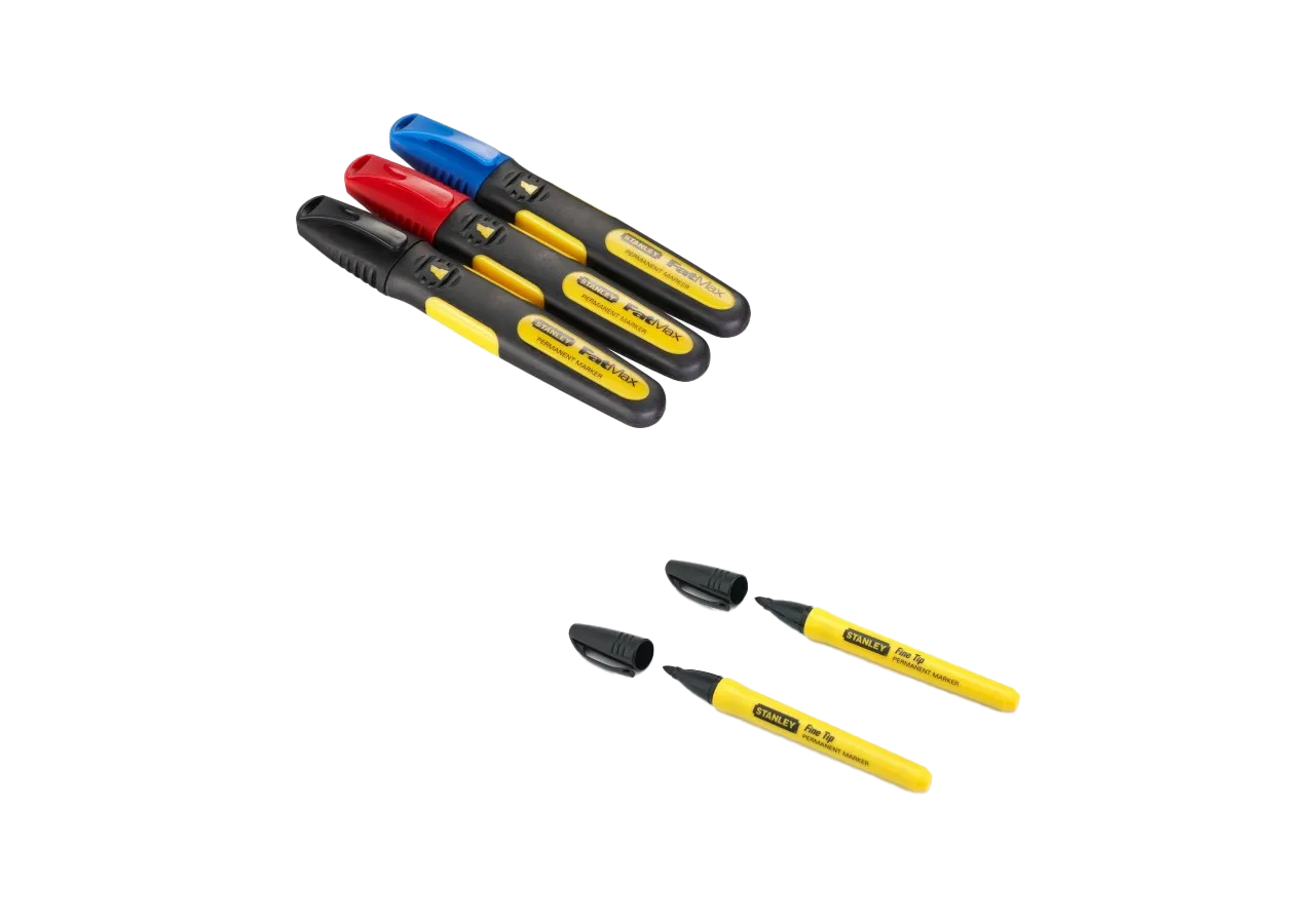 Lot de Marqueurs FATMAX – 3 Couleurs Pointe Large Biseautée (3pcs) & Noir Pointe Fine (2pcs)