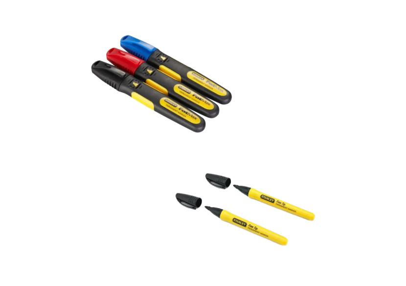 Lot de Marqueurs FATMAX – 3 Couleurs Pointe Large Biseautée (3pcs) & Noir Pointe Fine (2pcs)