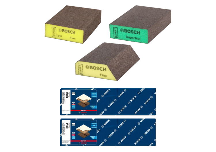 Lot d'Éponges Abrasives "Plateaux" et "Coins" – Bois et Peinture (Grains Fin, Moyen et Superfin, 69x97x26mm & 97x69x26mm)