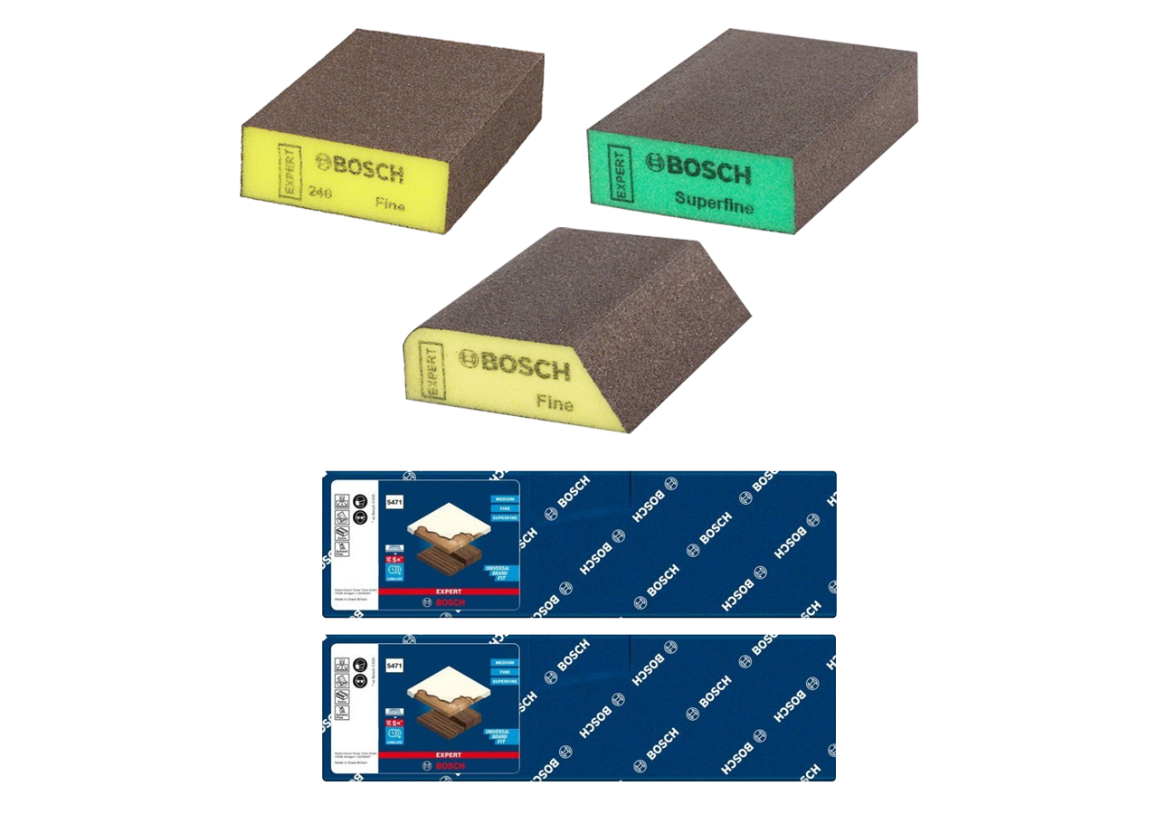 Lot d'Éponges Abrasives "Plateaux" et "Coins" – Bois et Peinture (Grains Fin, Moyen et Superfin, 69x97x26mm & 97x69x26mm)