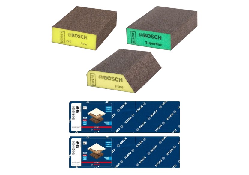Lot d'Éponges Abrasives "Plateaux" et "Coins" – Bois et Peinture (Grains Fin, Moyen et Superfin, 69x97x26mm & 97x69x26mm)