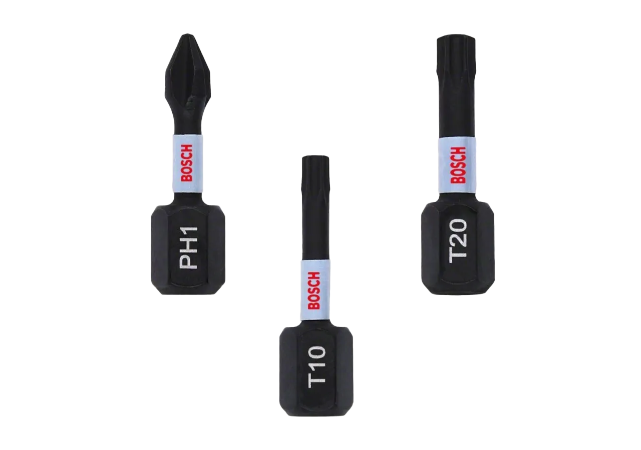Lot d'Embouts Impact – PH1 25mm (2pcs), T10 25mm (2pcs) & T20 25mm (2pcs)
