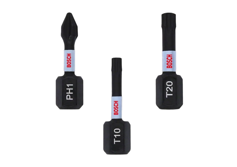 Lot d'Embouts Impact – PH1 25mm (2pcs), T10 25mm (2pcs) & T20 25mm (2pcs)