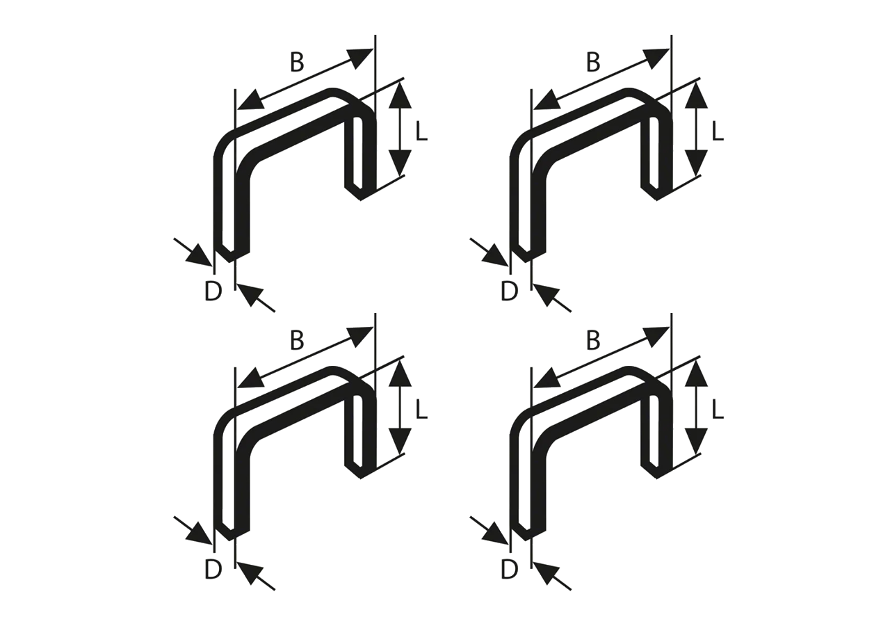 Lot d'agrafes à fil plat de type 52 12,3 x 1,25 x 6-10-12-14 mm