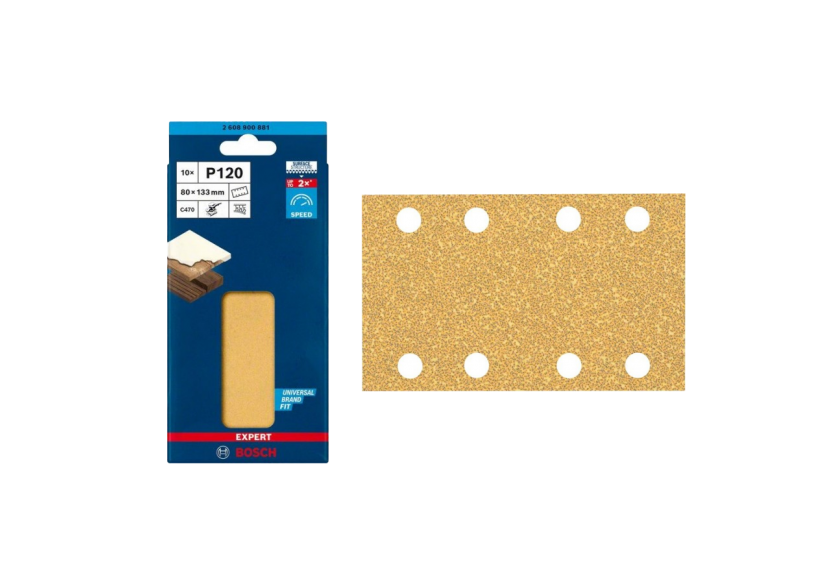 Lot de Feuilles Abrasives Rectangulaires C470 EXPERT – Bois et Peinture 80x133mm (G120 & G40) – 10 pcs chacune