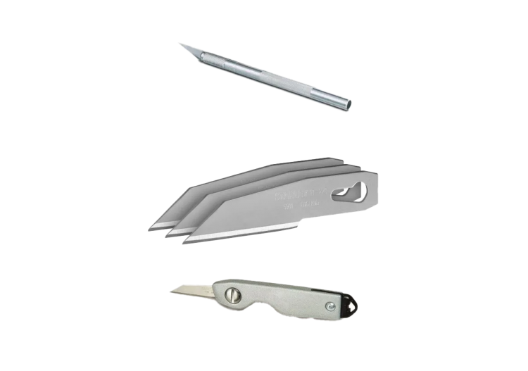 Lot de Scalpel et Lames – Hobby Ø6mm, Lames Droites 5901 (Carte de 3), Scalpel de Poche 110mm