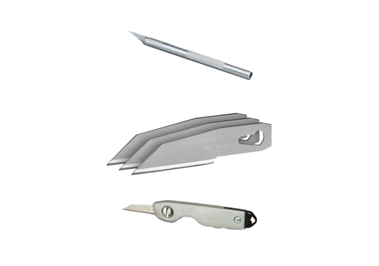 Lot de Scalpel et Lames – Hobby Ø6mm, Lames Droites 5901 (Carte de 3), Scalpel de Poche 110mm