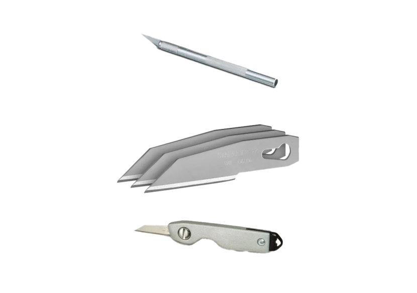 Lot de Scalpel et Lames – Hobby Ø6mm, Lames Droites 5901 (Carte de 3), Scalpel de Poche 110mm