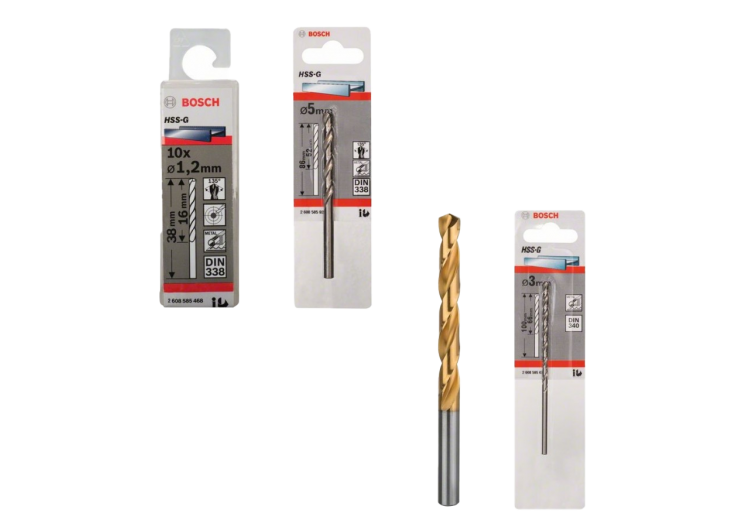 Lot de Forets HSS-G et HSS-TIN – 1,2x16x38mm, 3,0x66x100mm, 5,0x52x86mm, 11,0x94x125mm (Topline)