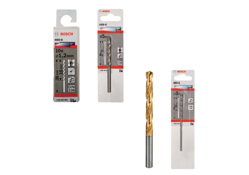 Lot de Forets HSS-G et HSS-TIN – 1,2x16x38mm, 3,0x66x100mm, 5,0x52x86mm, 11,0x94x125mm (Topline)