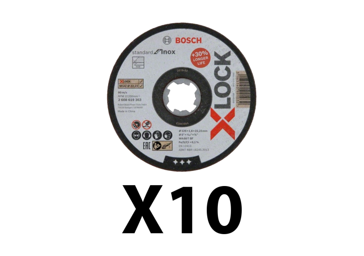 Lot de 10 disques à tronconner X-LOCK spécial Inox