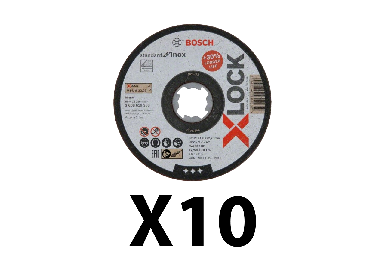 Lot de 10 disques à tronconner X-LOCK spécial Inox