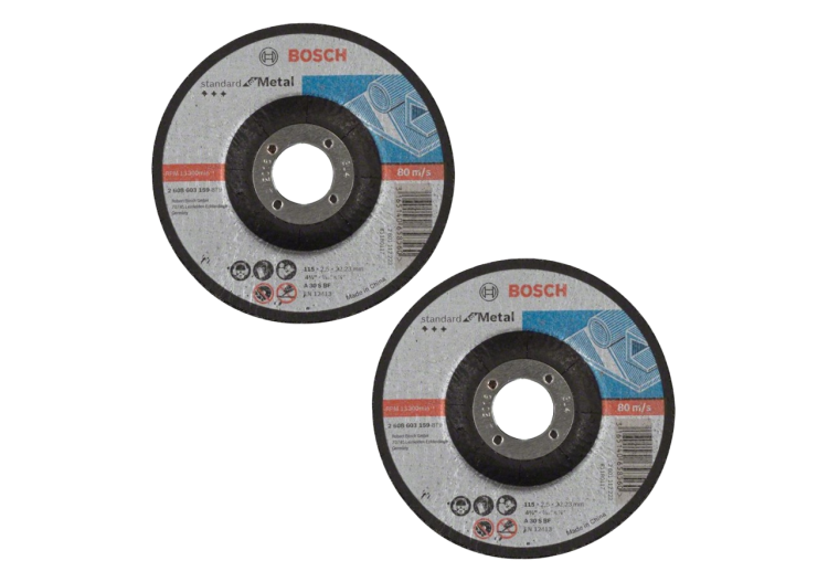 Lot de 2 disques à tronconner métal à déporté plat 115 mm