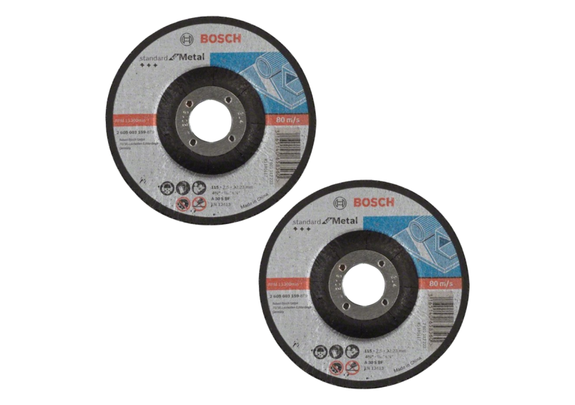 Lot de 2 disques à tronconner métal à déporté plat 115 mm