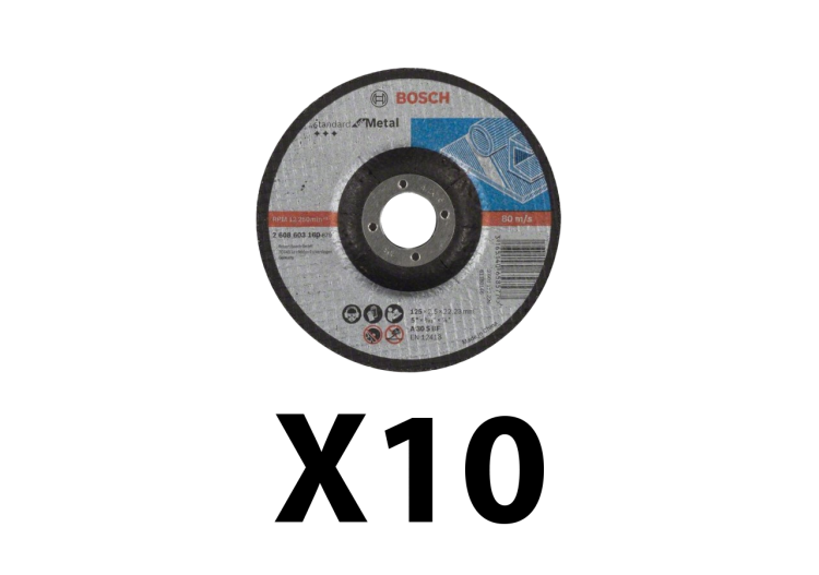 Lot de 10 disques à tronconner métal à moyeu plat 125 mm