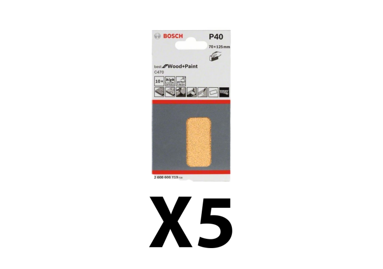 50 feuilles abrasives P40 70 x 125 mm