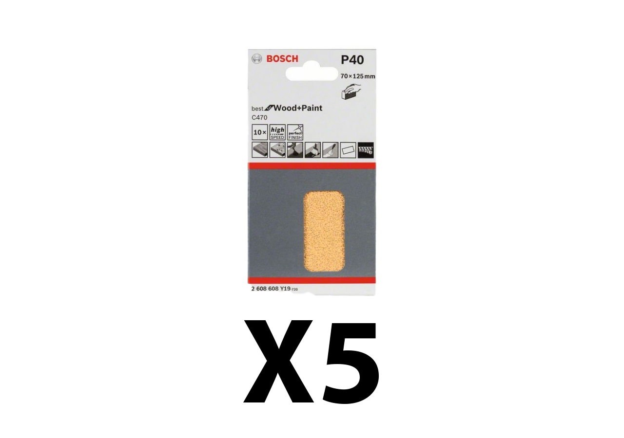 50 feuilles abrasives P40 70 x 125 mm