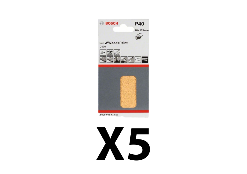 50 feuilles abrasives P40 70 x 125 mm